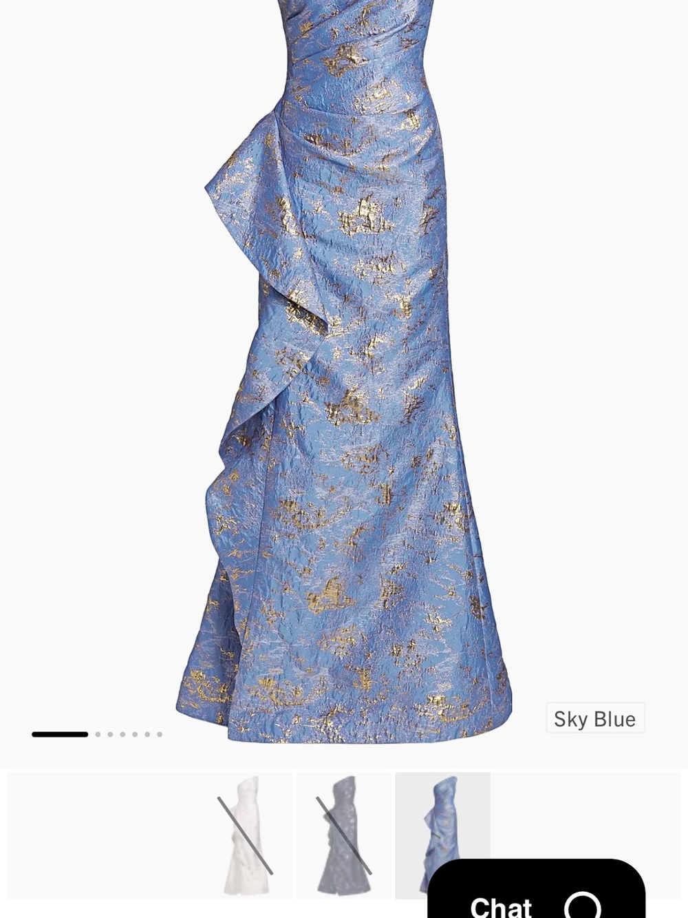 Rickie Freeman for Teri Jon Sky Blue Jacquard A-Line Skirt with Gold Foil
